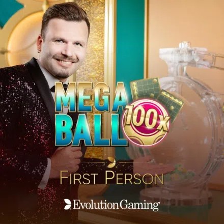 Table Games logo of First Person Mega Ball from Evolution at Instant Casino